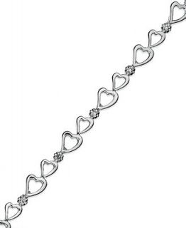 Victoria Townsend Sterling Silver Bracelet, Diamond Accent Heart Link