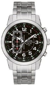 New Chronograph Bulova Men 96A116 Marine Star Black Luminous Watch