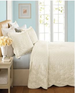 Martha Stewart Pressed Flowers Cream Ivory King Bedspread