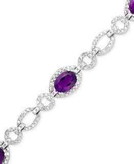 Sterling Silver Bracelet, Amethyst (4 ct. t.w.) and Diamond Accent