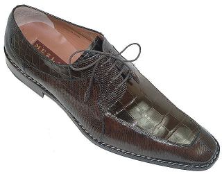 New Mezlan 3435 Brown Alligator Lizard Shoes Size 11