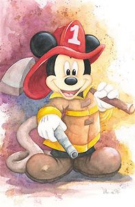 Mickey Mouse Fireman Mickey Michelle St. Laurent Disney NEW Canvas LE