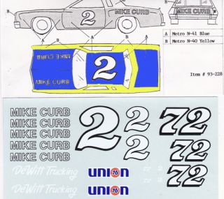 Dale Earnhardt 72 Benny Parsons Mike Curb and DeWitt Trucking Decals