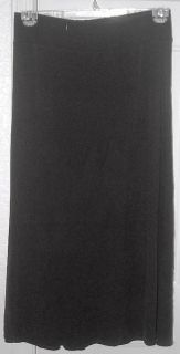 Fisher Black 100 Crepe Silk Unlined Gathered Elastic Back Long Skirt M