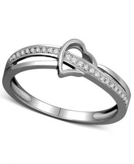 Diamond Ring, 10k White Gold Diamond Heart Promise Ring (1/10 ct. t.w
