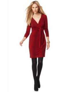 Michael Kors New Red Cheetah Print V Neck Wrap Front Clubwear Dress M