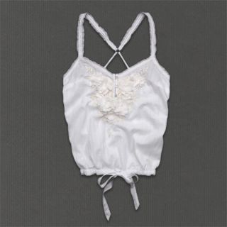 Abercrombie Womens Michelle Embellished White Cotton Cami Blouse Top