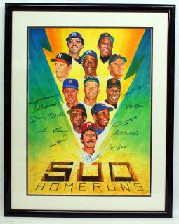 Mickey Mantle Williams Aaron Mays Signed Poster 500 Home Run HR PSA