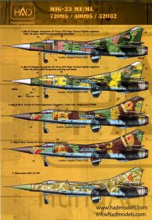 Hungarian Aero Decals 1 72 Mikoyan MIG 23 Flogger Russian Fighter