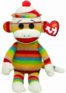 Ty Beanie Babies Socks Striped Plush Sock Monkey New