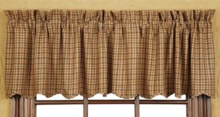 Burgundy Navy and Tan Millsboro Lined Scalloped Country Window Valance