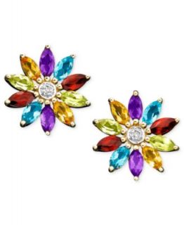 10k Gold Multigemstone & Diamond Accent Earrings   Earrings   Jewelry