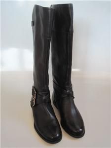 Calvin Klein Hayden Brown Tumbled Leather Tall Riding Boots Womens Sz