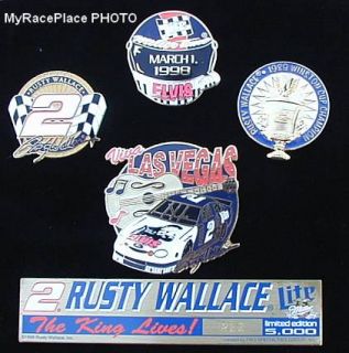 Rusty Wallace MILLER BEER ~ ELVIS PRESLEY NASCAR Hat Cap Pin Set in