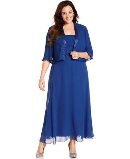 Patra Plus Size Dress and Jacket, Sleeveless Pleated Gown   Plus Size
