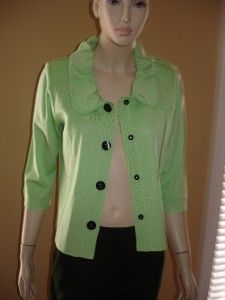 Ming Wang Green with Four Black Knit Jacket S