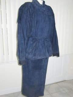 Serge Miko Diffusion Paris Blue Suede Leather Suit 44