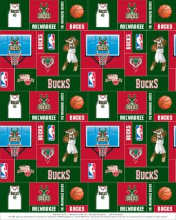 Milwaukee Bucks NBA Basketball Fleece Fabric Print