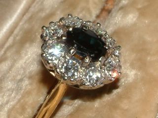 18 Carat Gold Platinum Sapphire Diamond Cluster Ring