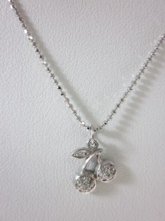 New Designer 14kt White Gold Diamond Cherry Necklace