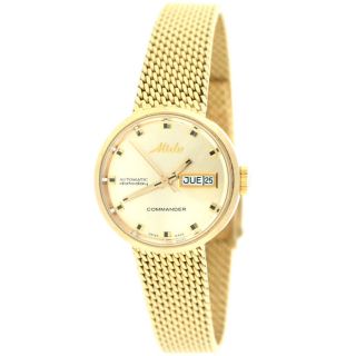 Mido Commander Automatic Datoday 7169 Ladies Gold Plated Watch Pre