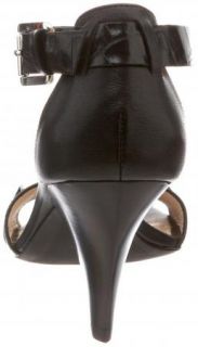 New Michael Kors Greta Black Leather Wedge Sandals Heels Shoes Size 8