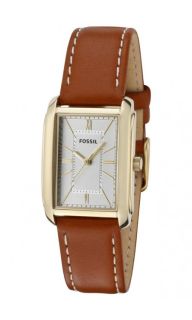 Fossil ES2782 Womens Brown Leather Strap Gold Tone Stainless Steel