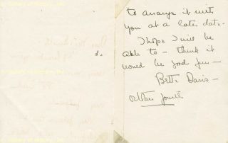 Bette Davis Autograph Letter Signed