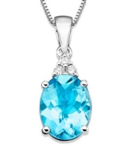 14k White Gold Pendant, Blue Topaz (2 3/4 ct. t.w.) and Diamond Accent