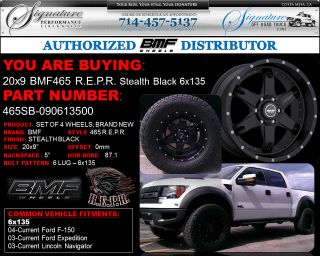 BMF Repr 20x9 Stealth Black Wheels 6x135 Ford F 150 Expedition