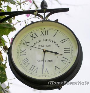 Train Station In or Out Dual Sided Vintage Garden Clock (Indoor or