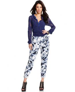 GUESS Pants, Floral Print Cropped   Womens
