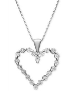 14k Gold and Sterling Silver Pendant, Diamond Accent Heart   Necklaces