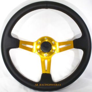 Drift Racing Rally Deep Dish Steering Wheel 350mm Gold