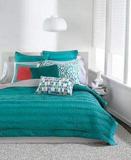 Bar III Bedding, Solid Teal Ruffled Coverlet Collection