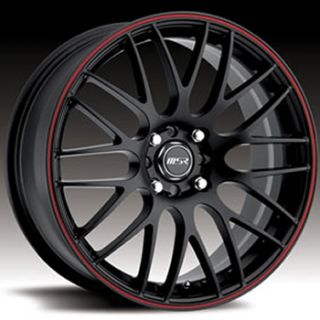 17x7 Black Red Wheel MSR 45 5x112 5x120 Rims 17