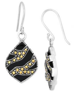 Genevieve & Grace Sterling Silver Earrings, Gold Marcasite and Onyx (5
