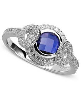 CRISLU Ring, Platinum Over Sterling Silver Sapphire Cubic Zirconia