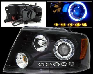 04 05 06 08 Ford F150 Halo Black Projector Head Lights