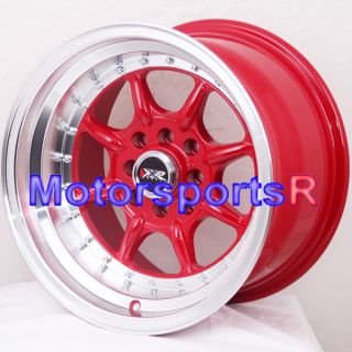 15 9 15x9 XXR 002 Red Rims Wheels Deep Dish Step Lip Stance 4x100