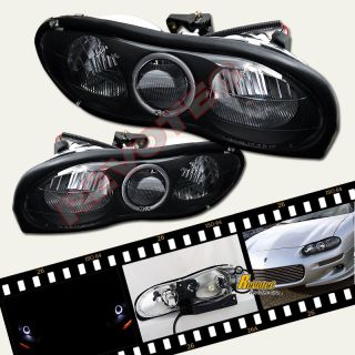 98 02 Chevy Camaro Headlights w Halo Rim Blk 99 00 01