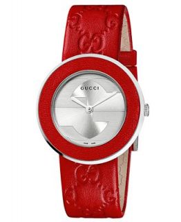 Gucci Watch, Womens Swiss U Play Red Guccissima Leather Strap 35mm