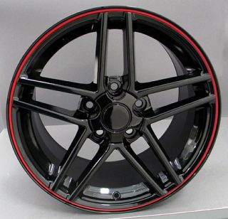 17 Black Morxchn Wheels Red Banding Fit C6 Z06 Rims Corvette Camaro
