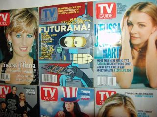 Lot of 12 Old TV Guide Magazines Tia Leoni Sopranos Futurama Alyssa