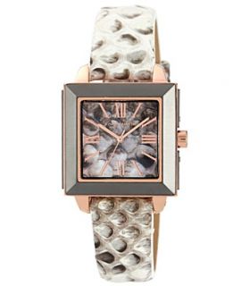 Vince Camuto Watch, Womens Ivory Tone Python Leather Strap 32mm VC