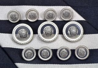 New Silver Shank Metal Blazer Button Set Medusa
