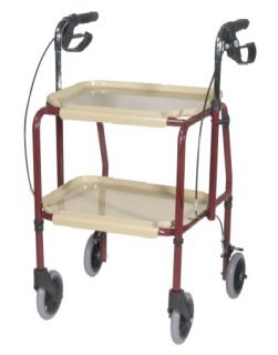 KST001HB Handy Utility Trolley Cart w/ Hand Brakes & Wheels w/ 2 Trays
