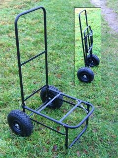 BISON FOLDING FISHING SEAT BOX TROLLEY WITH PNUEMATIC TYRES Enlarged