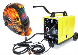 Flux Core Wire Welder Dual MIG 151 Gas 230V and Flame Welding Helmet