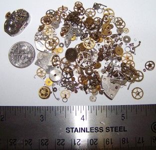 130+ Lot 10g Old Steampunk Watch Parts Pieces Vintage Cogs Wheels